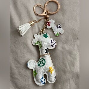 Colorful Giraffe Shaped Keychain with Tassel